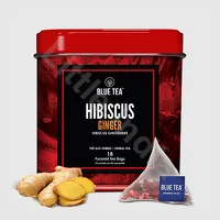 Hibiscus Ginger Herbal Tea Blue Tea 18 Pyramid Teabags