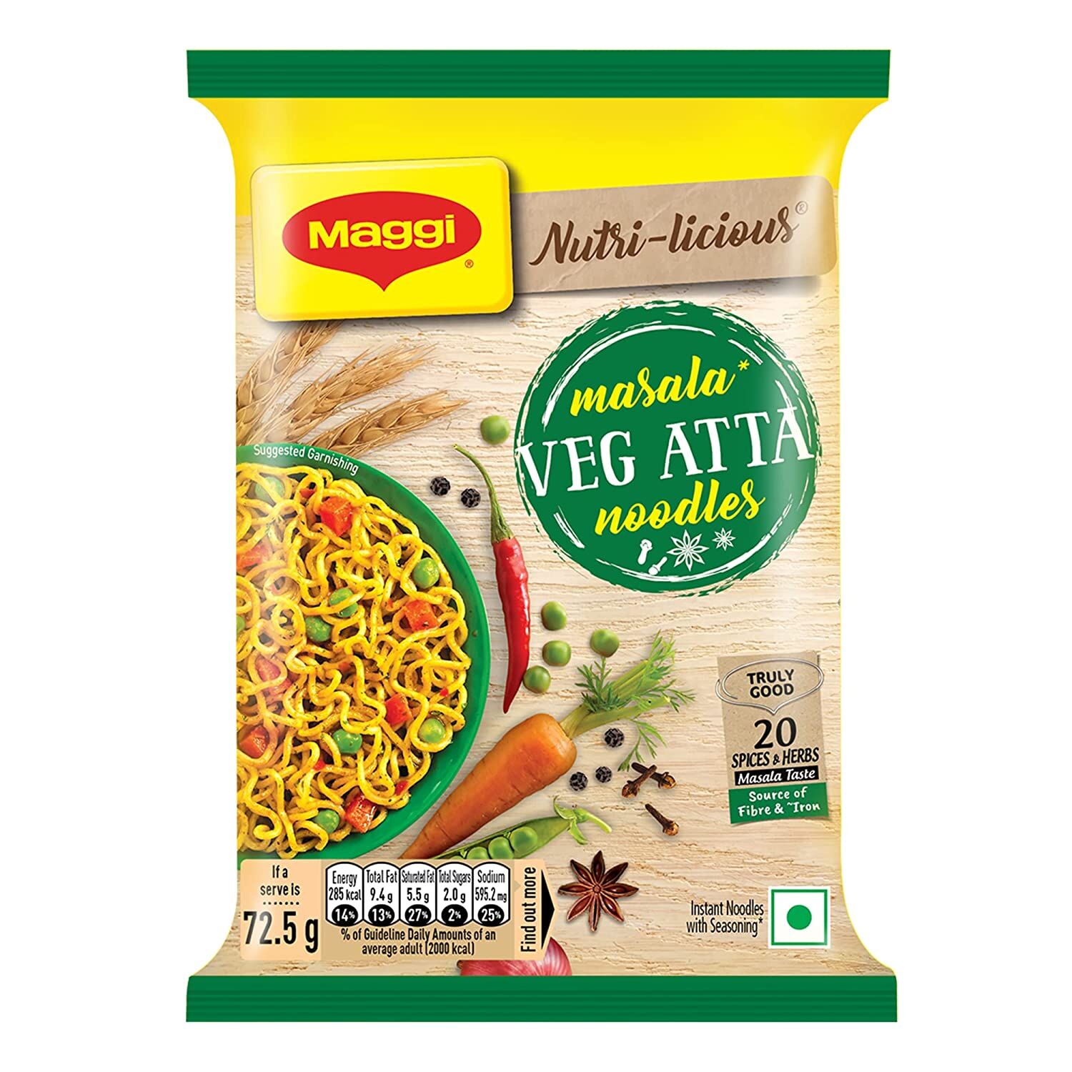 Makaron instant pełnoziarnisty warzywny Veg Atta Noodles Maggi 72,5g