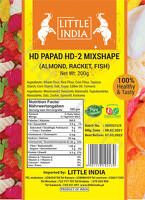 HD PAPAD HD-2 MIX SHAPE (ALMOND, RACKET, FISH) 200G BY LITTLE INDIA