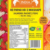 HD PAPAD HD-2 MIX SHAPE (ALMOND, RACKET, FISH) 200G BY LITTLE INDIA