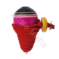Indyjska zabawka wirujący bączek z sznurkiem różowo czarna Lattu