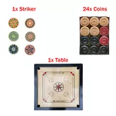 Game Set Carrom Striker Coins Table 68cm