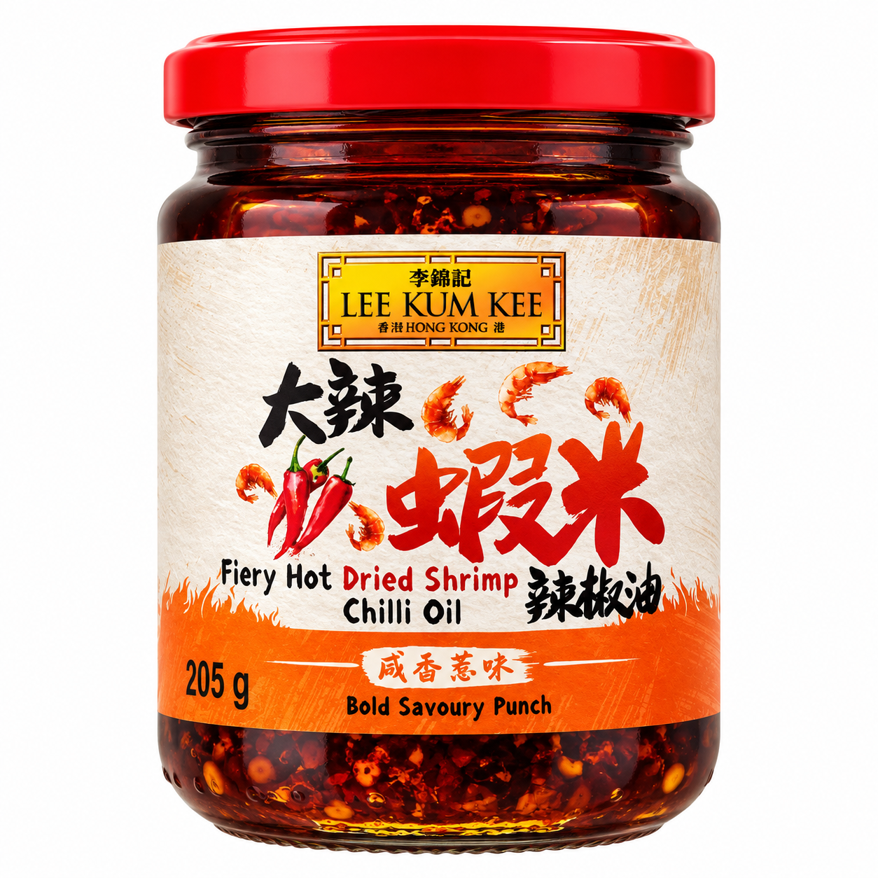 Krewetki suszone w oleju chilli Fiery Hot Dried Shrimp in Chilli Oil Lee Kum Kee 205g