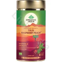 Herbata owocowa tulsi z maliną i brzoskwinią Organic India 100g
