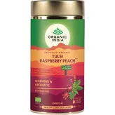 Herbata owocowa tulsi z maliną i brzoskwinią Organic India 100g