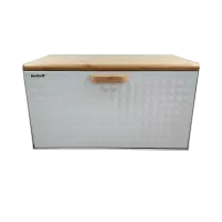 Chlebak biały 35.5x23.5x21cm z bambusową pokrywą 1525 Besthoff