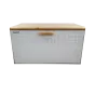 Chlebak biały 35.5x23.5x21cm z bambusową pokrywą 1525 Besthoff