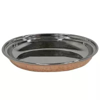 Talerz na ryż ze stali i miedzi młotkowanej Steel And Hammered Copper Rice Plate Fern 20cm SB-51