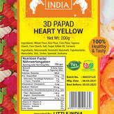 3D PAPAD HEART YELLOW 200G BY LITTLE INDIA