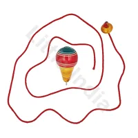 Indyjska zabawka wirujący bączek z sznurkiem zielono czerwony Lattu