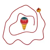 Indyjska zabawka wirujący bączek z sznurkiem zielono czerwony Lattu